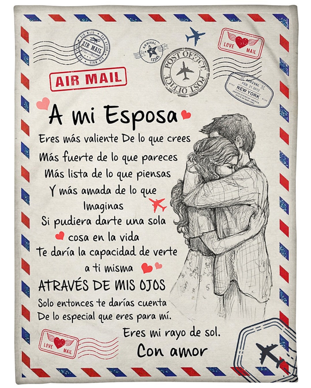 Carta Personalizada A Mi Esposa Con Amor Marido Mantas Etsy M xico