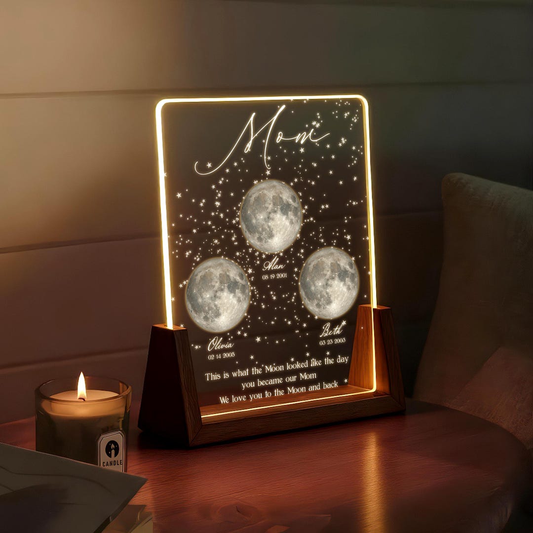 Custom Moon Phase Lamp for Mom – Personalized Star Map LED Light, Gift ...