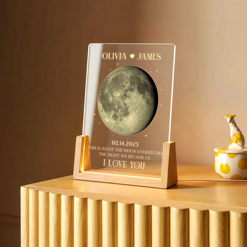 Personalized Moon Phase LED Lamp for Couples, Custom Anniversary Gift ...