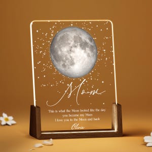 Benutzerdefinierte Mondphase Nachtlicht, Mondphase nach Datum, Geschenk für Mutter der Tochter, Muttertagsandenken, der Tag, an dem Sie meine Mutter wurden ULL152