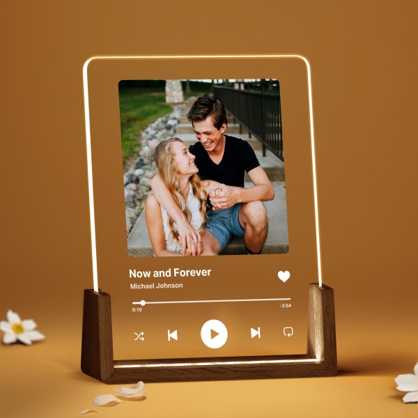 Personalized Song Plaque with Photo - Custom Couple's Music Player Artwork - Night Light Romantic Gift for Couples And Families - ULL001