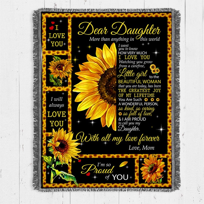 Personalized Blanket for Daughter Sunflower Custom Gift for Etsy