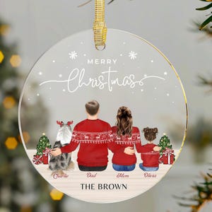 Customize Acrylic Ornament Gift for Family with Pets • Family Pet Ornament • Holiday Gifts for Husband • Personalized Pet Ornament • ON004