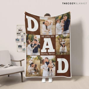 Personalized Blanket with Photo for Dad from Daughter, Son • Custom Gift for Dad • Father's Day Gifts • Meaningful Christmas Gift • BLK006