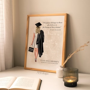 Personalized Graduation Print Art with Quote • Custom Print Art • College Graduation Gift • Grad Gift for Her • Printable Wall Art • PA006_1