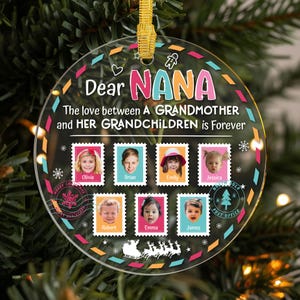 Adorno personalizado con fotos de los nietos • El amor entre la abuela y los nietos es para siempre • Recuerdo navideño • Adorno familiar • ORN024