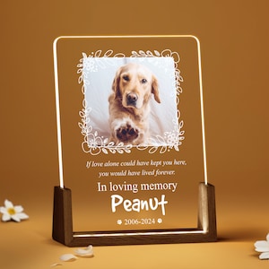 Memory Gift Light Up Plaque for Pet, Custom Pet Print on Night Light, Pet Memorial Gift Night Light Plaque, Sympathy Gift for Dog ULL048B
