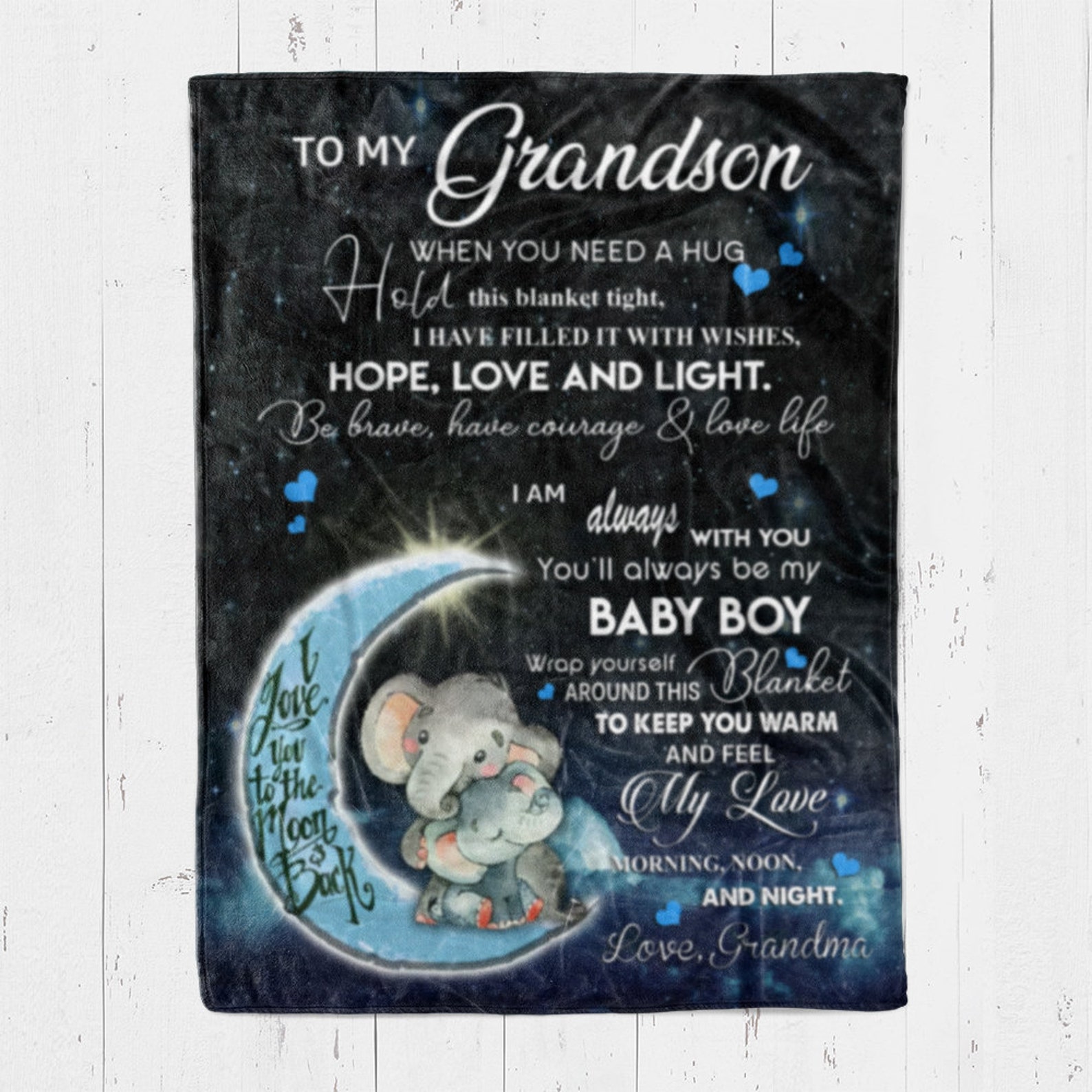 Personalized Blanket for Grandson From Grandma I Love You to Etsy