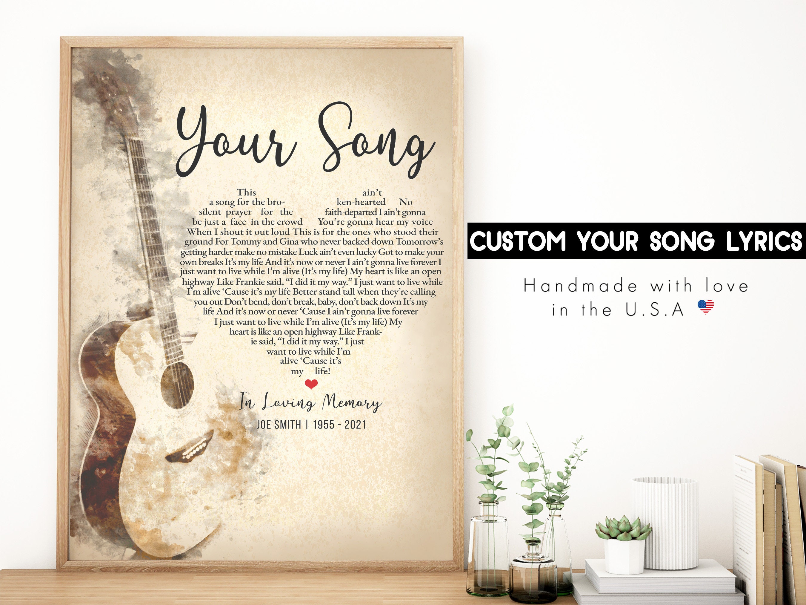Personalized Song Lyric in Loving Memory Custom Song Guitar Etsy
