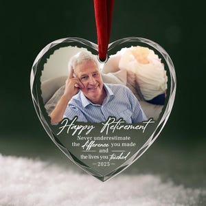 Never underestimate the difference, Custom Retirement Ornament with Photo, Gift for Retiree, Gift for Retired Nurse, Teacher, Coworker OR058