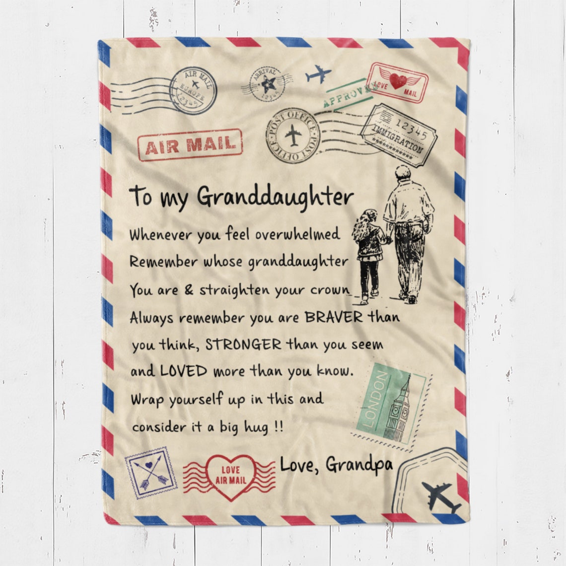 Personalisierter Brief an Die Enkelin von Opa Fleece Sherpa | Etsy