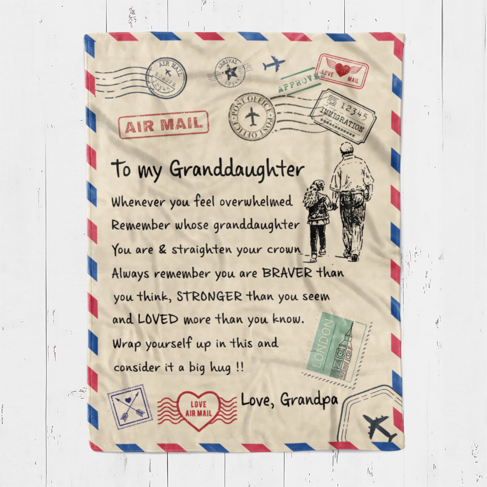 Personalisierter Brief an Die Enkelin von Opa Fleece Sherpa | Etsy