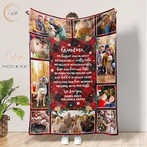 Manta polar con foto personalizada • Regalo navideño personalizado • Manta personalizada para abuela • Manta familiar personalizada CB0180
