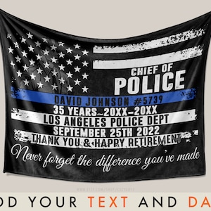 Personalized Blanket for Police Officer • Custom Gift for Him • Custom Retirement Gift for Father • Meaningful Gift • CB006