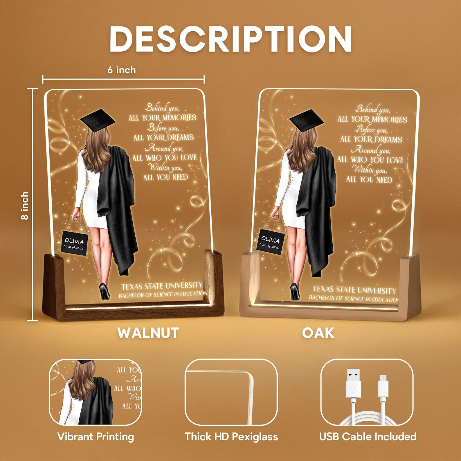 Personalized Graduation Lamp – Custom Class of 2026 Gift for Daughter ...
