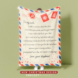 Manta personalizada inspirada en una carta de amor para esposa • Regalo de aniversario y día de San Valentín • Regalo de Navidad para esposa • CB050