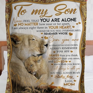 Personalisiertes Geschenk für Sohn • Personalisierte Decke mit Nachricht • Geburtstagsgeschenk für Sohn von Mama • Ermutigungsgeschenke für Sohn • CB092