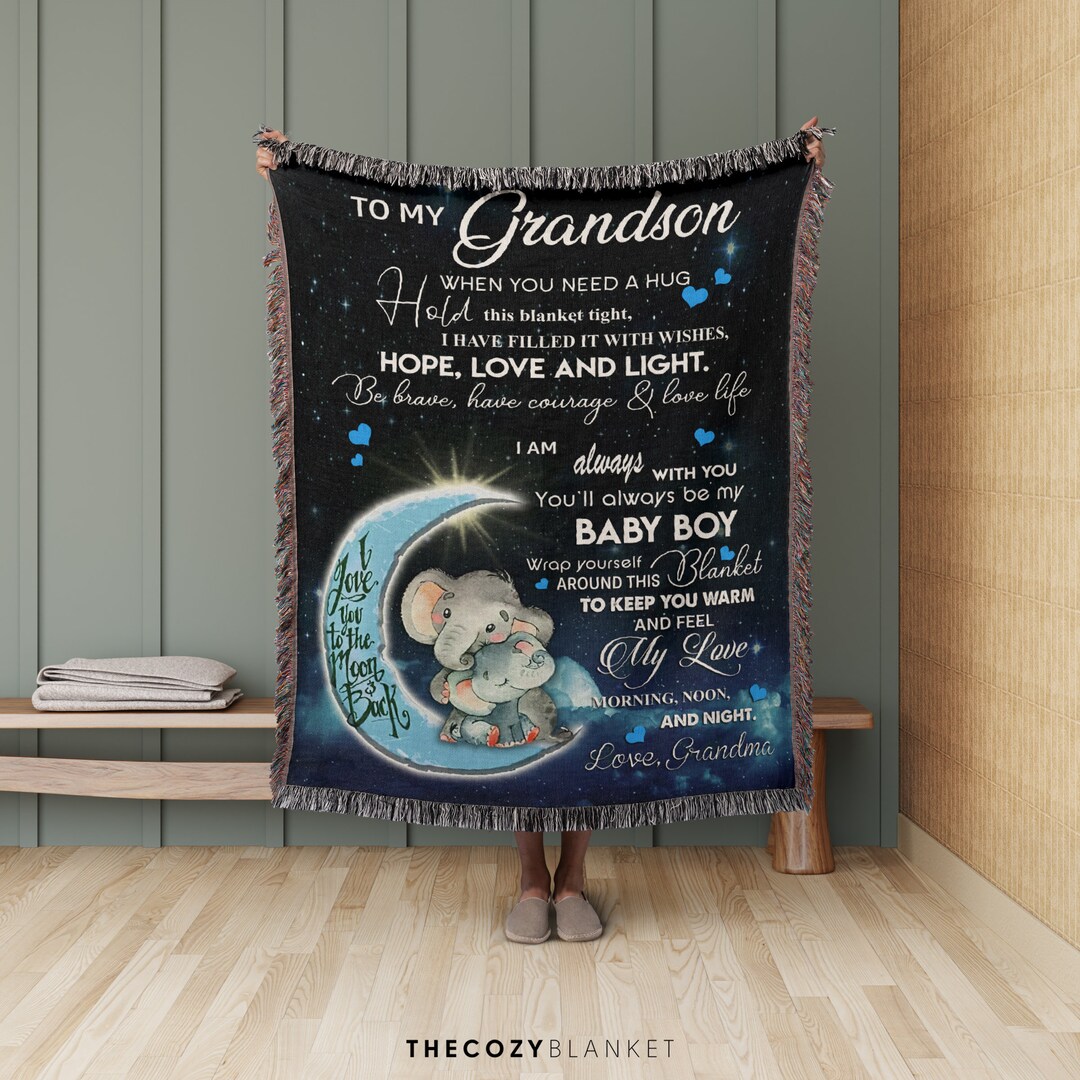Custom Blanket With Message to Grandson Birthday Gift for Grandson