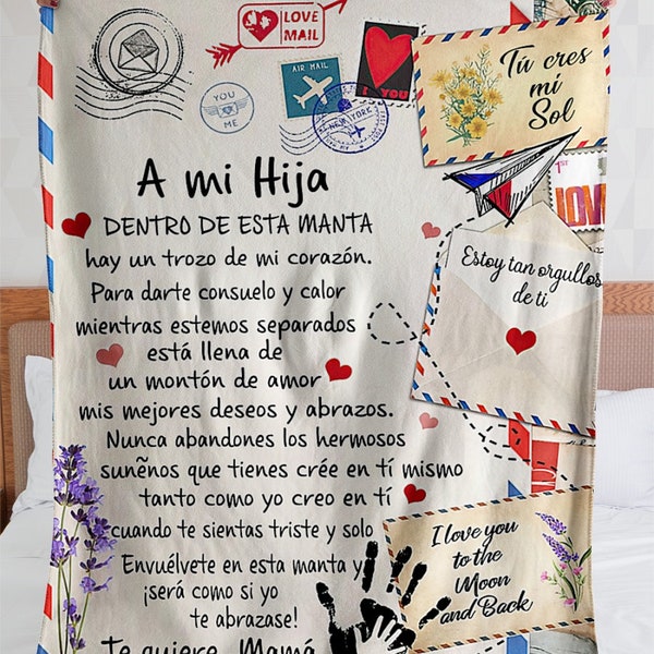 Personalized A mi Hija Te Quiere Mama| Fleece Sherpa Woven Blankets| Gifts For Daughter, Regalos Para Hija CB017
