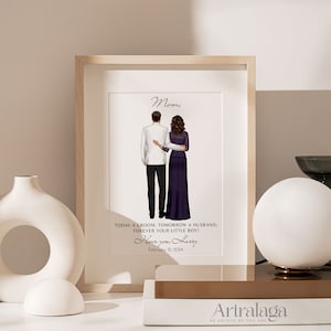 Benutzerdefinierte Mutter und das Bräutigam Porträt • Mutter des Bräutigams Personalisieren Geschenk • Benutzerdefinierte Hochzeitsgeschenk • Geschenk für die Mutter der Braut Bräutigam • PA061_1