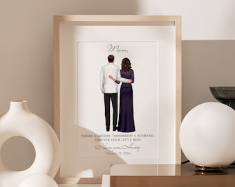 Custom Mother and the Groom Portrait • Mother of the Groom Personalize Gift • Custom Wedding Gift • Gift to Groom Mom from Bride • PA061_1