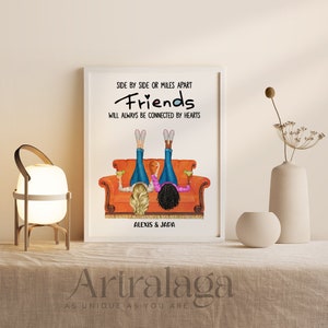 Personalisiertes bestes Freundinnen Poster • Personalisiertes Freundinnen Porträt • Einzigartiges Geschenk für Beste Freundinnen • Druckbare Wandkunst • PA009