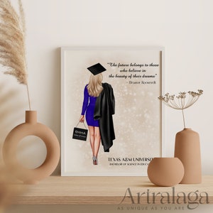 Personalized Graduation Print Art with Quote • Custom Graduation Gift • Unique Graduation Gift for Her • Printable Wall Art • PA006_1