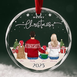 Personalisierter Familienweihnachtsschmuck, individueller Familienporträt-Weihnachtsschmuck, Weihnachtsgeschenk, Erinnerungsstück für Familie und Haustiere, Familienweihnachtsschmuck