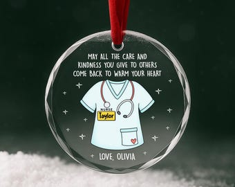 Adorno de regalo personalizado para enfermera: regalo de agradecimiento personalizado para enfermera, recuerdo navideño para enfermera pediátrica, de bebé o niño, OR132