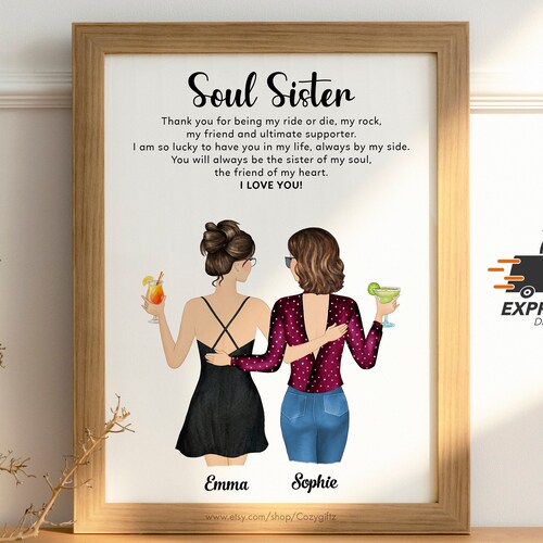 Custom Best Friend Portrait PRINTABLE Personalized BFF Etsy