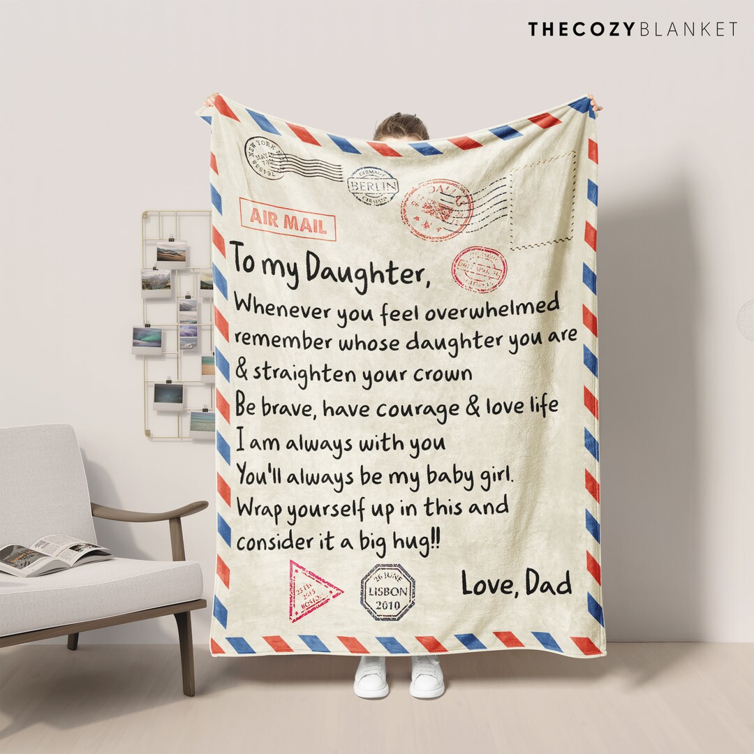 Custom Letter Blanket for Daughter From Dad Gift for Etsy