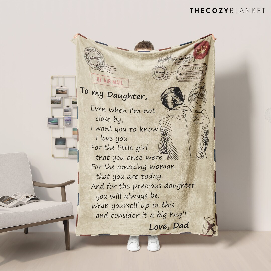 Custom Letter Blanket for Daughter From Dad Gift for Daughter Long