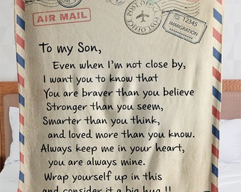 Details about / Vintage Letter Blankets For Son From Mom Fleece Sherpa Blanket Gifts For Xmas