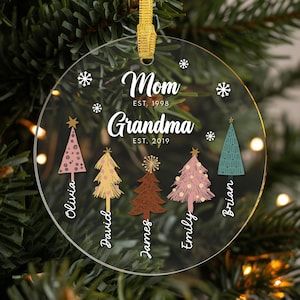 Adorno personalizado para abuela de parte de sus nietos • Primera mamá, ahora abuela • Recuerdo de Navidad • Adorno familiar, Adorno de abuela • ORN051