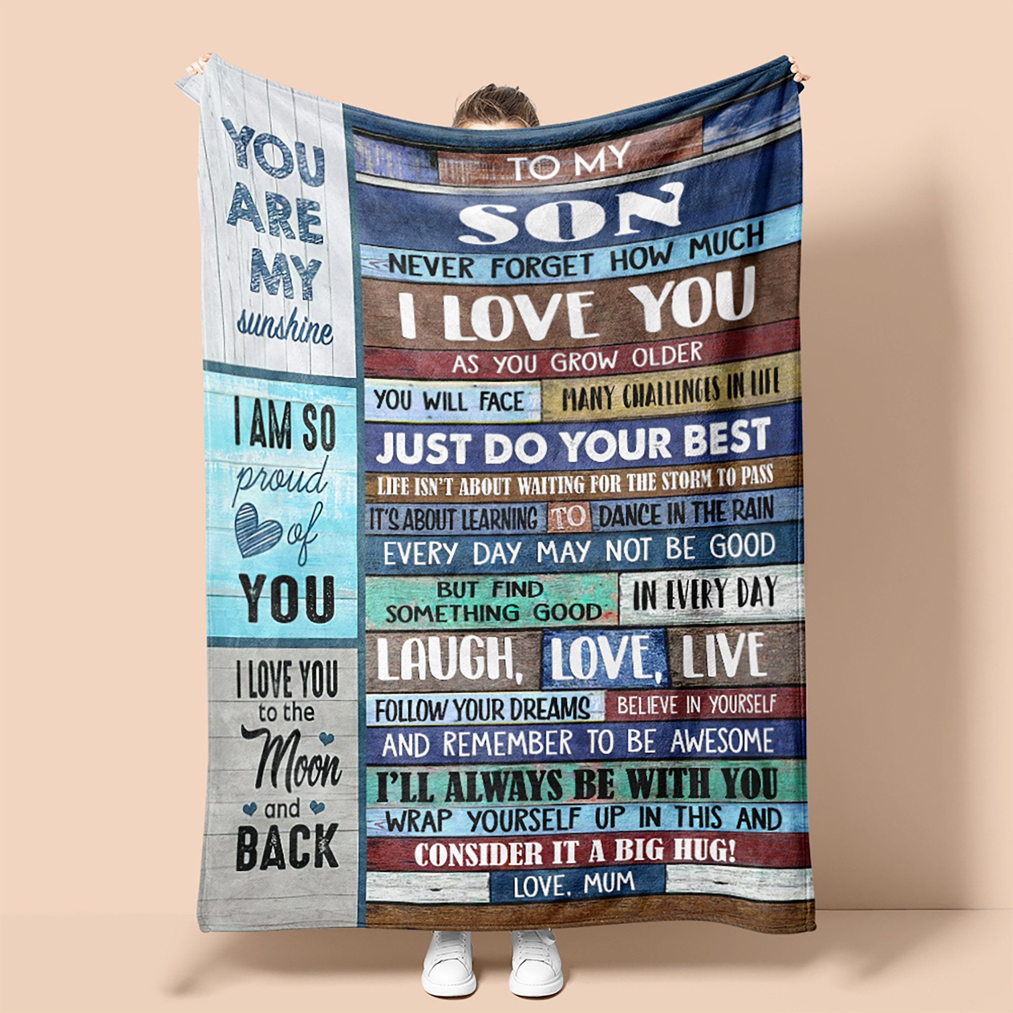 Personalized Blanket Motivation Quotes For Son From Mom Etsy