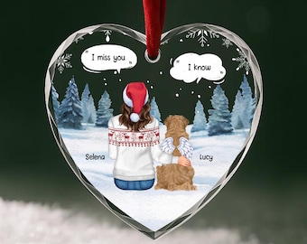 Adorno conmemorativo personalizado para mascotas: Honra el espíritu de tu perro con una conmovedora escena invernal que brinda consuelo, amor y recuerdos imborrables. OR028