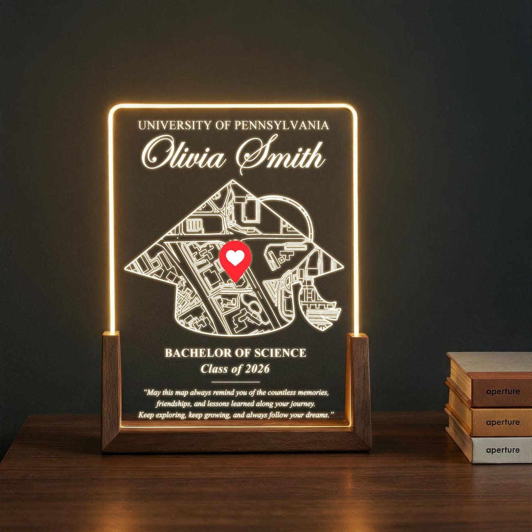 Personalized Graduation Cap Map LED Plaque With Custom Name, University ...