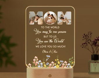 Personalized Acrylic LED Lamp with Photo • Gift for Mom from Family • Custom Photos on Night Light • Mother's Day Light Picture • OLL006