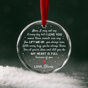 Personalized Mom Ornament – Heartfelt Poem from Daughter or Son, Mother’s Day or Christmas Gift, Custom Keepsake for Mom- OR086