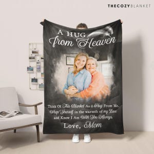 Manta personalizada Un abrazo desde el cielo con foto • Siempre estoy contigo • Recuerdo de Navidad • Regalo conmemorativo • Regalo de condolencias • BLK019