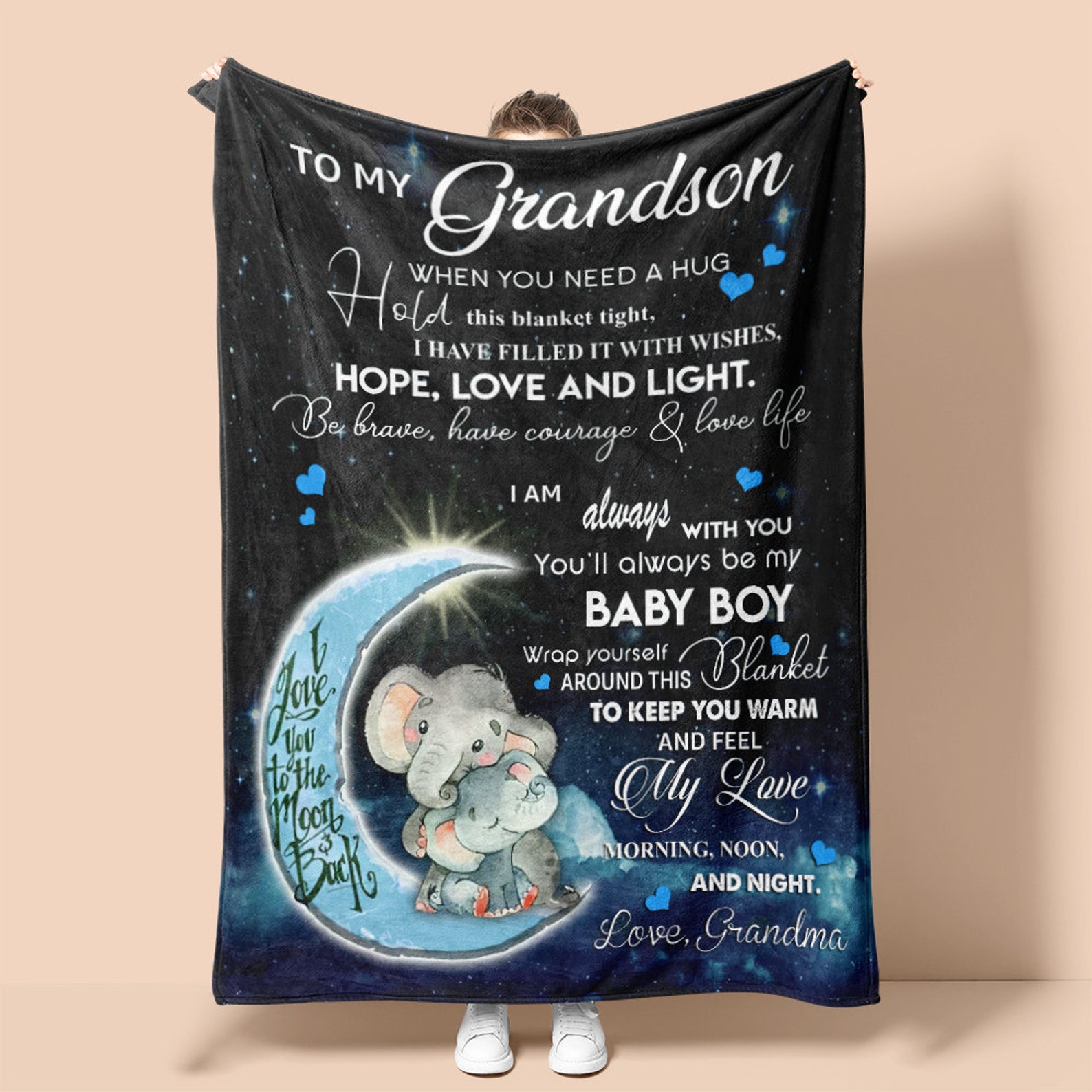 Personalized Blanket for Grandson From Grandma I Love You to Etsy
