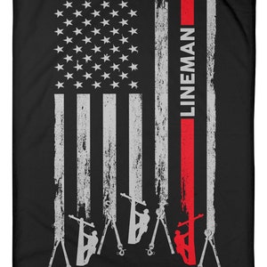 Quilt Gift For Dad Fleece Blanket Lineman American Flag Blanket