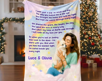 Pet Memorial Blanket – Custom Photo & Name, Personalized Dog Loss Gift, Rainbow Bridge Remembrance Blanket, Pet Sympathy Gift BK6