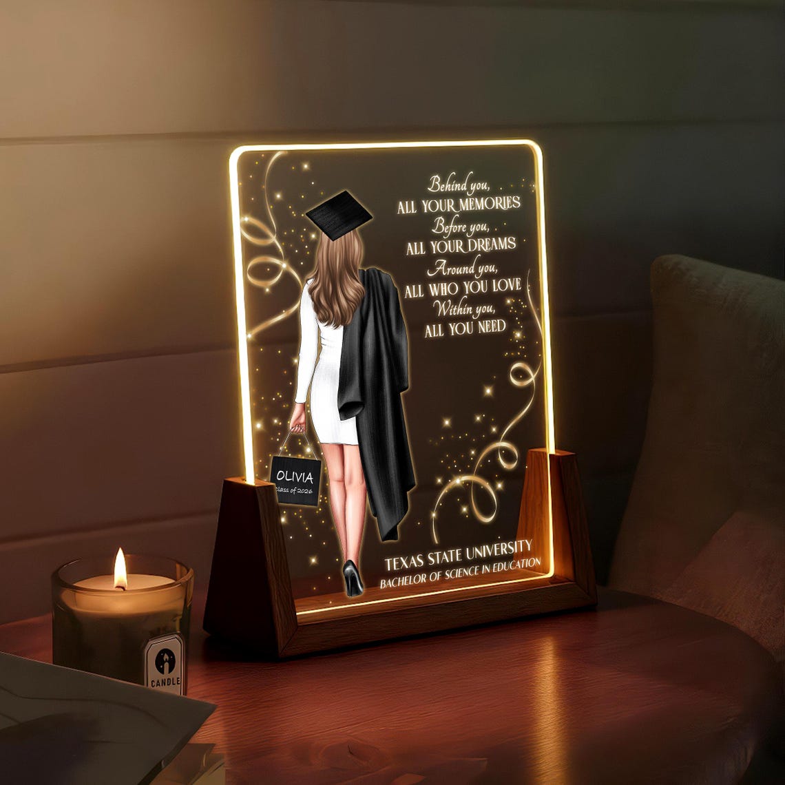 Graduation Led Version Personalized Graduation Lamp – Custom Class of 2026 Gift for Daughter ...