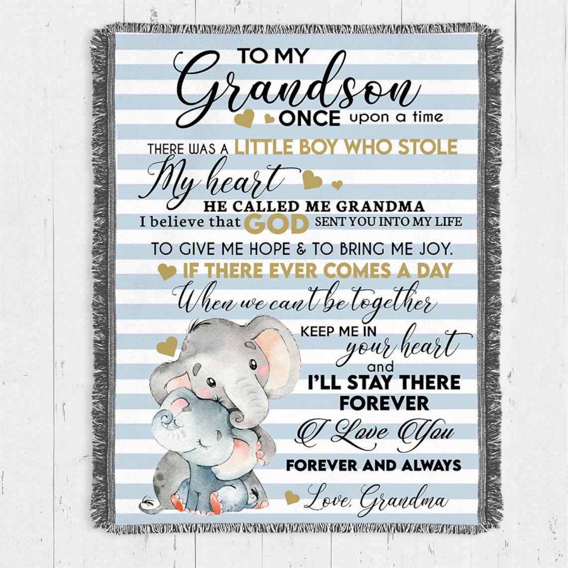 Personalized Blanket for Grandson From Grandma Elephant Etsy Australia