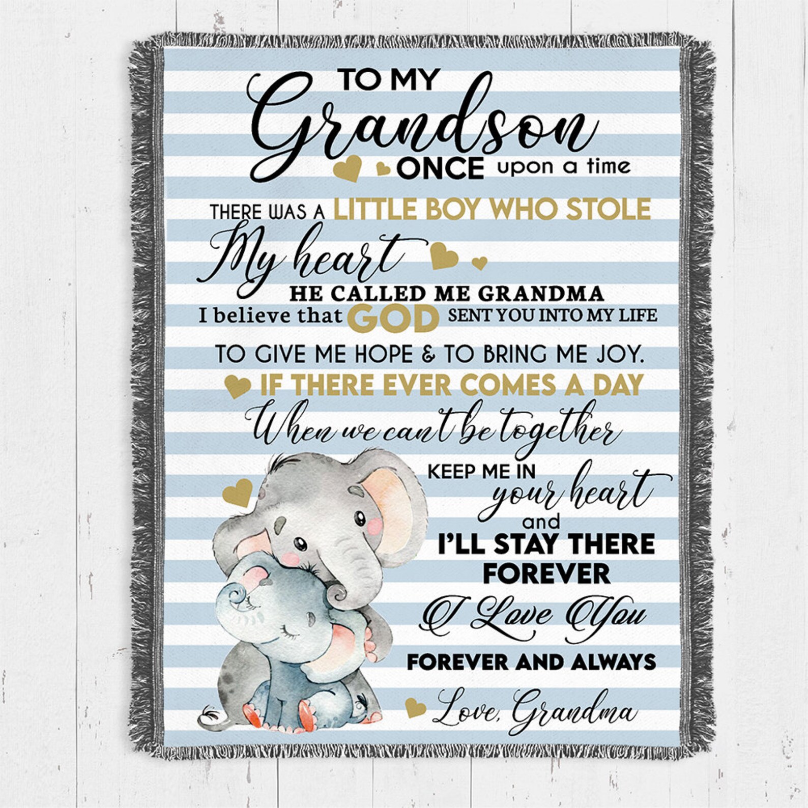 Personalized Blanket for Grandson From Grandma Elephant Etsy