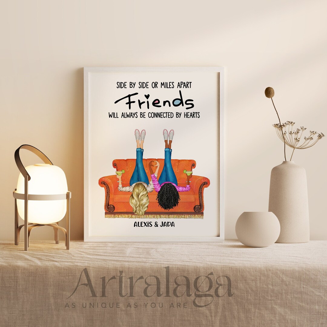 Sentimental Drawing Friend Custom Print Art for Best Friend • Personalized Girl Friends Portrait ...
