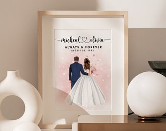 Custom Portrait for Groom and Bride • Personalized Wedding Art Print • Unique Wedding Gift • Printable Wall Art • PA032_P