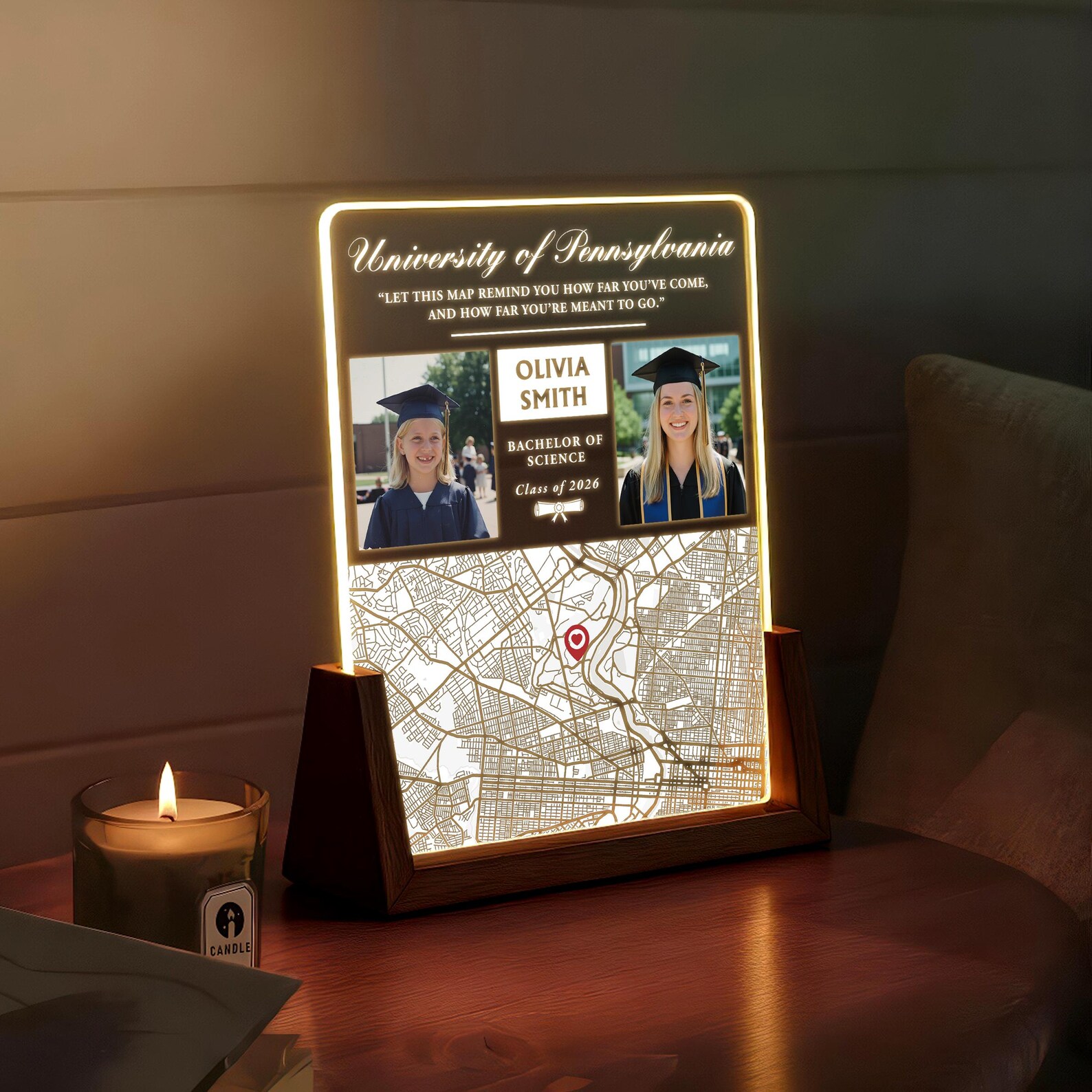 Personalized University Graduation Map Plaque With Name & Degree ...