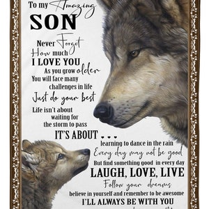Personalized to My Amazing Son Love from Mom • Fleece Sherpa Woven Blankets • Gifts for Son • Christmas Birthday Graduate Gifts • CB094